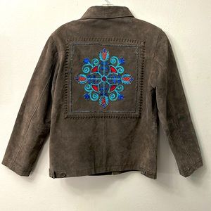 90’s Vintage 100% Suede Jacket w/ Embroidery Detailing